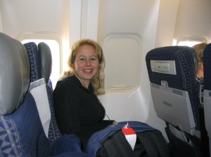 Dani in airplane on way to Italy
