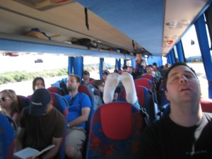 Nice - alssep on bus from Nice to Barcelona