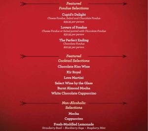 Melting Pot Late Lover's Valentine Menu