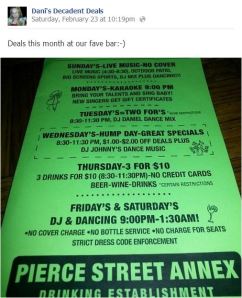 Pierce Street Annex Weekly Specials for February 2013
