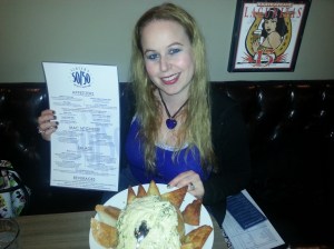 Dani with Menu & Vampire Dip