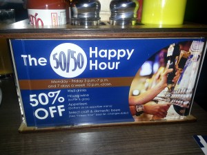 Slater's 50/50 Happy Hour Menu