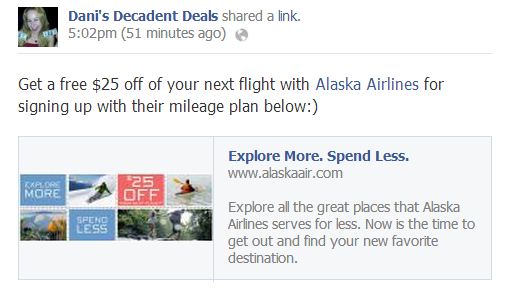 Alaska Airlines - FREE $25