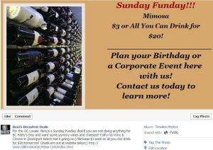 California Wine & Cheese Sunday Funday $3 Mimosa or $20 All-You-Can-Drink