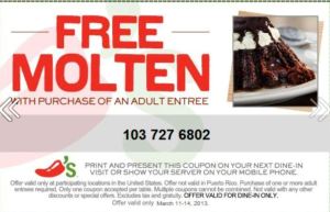 Chili's Free Molten Cake through March 14th
