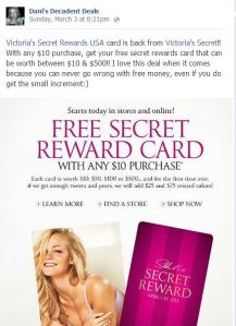 FREE Victoria's Secret Reward Card