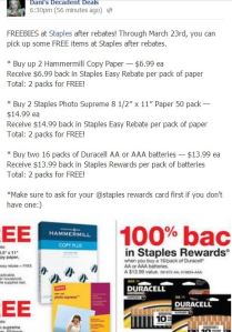 FREEBIES at Staples with Rebates