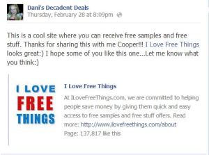 ilovefreethings.com website to get free stuff