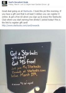 Starbucks Rewards Deal through March 14