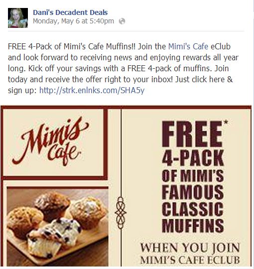 Free Mimi's Cafe Muffins - Who Does not want these