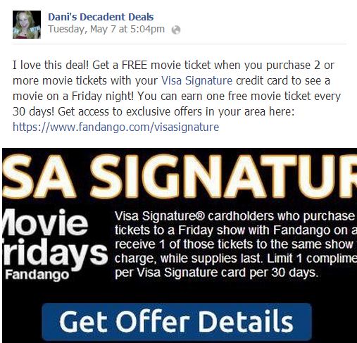 FREE movie Tickets with Visa Signature