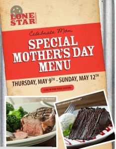 Lonestar Steakhouse Mother's Day Menu