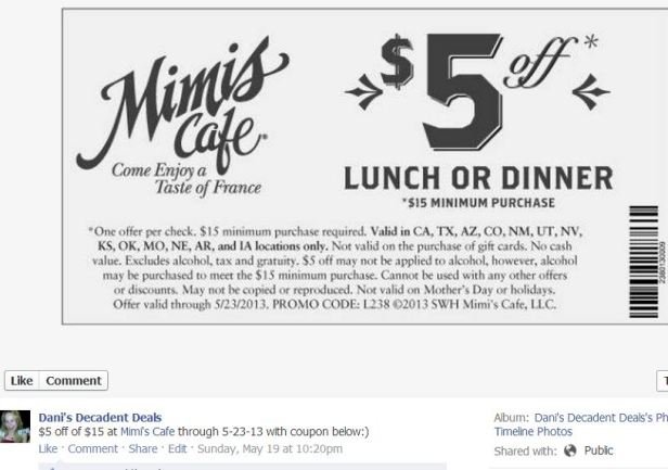 Mimi's Cafe $5 off - 5-23-13