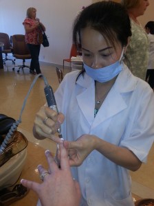 Michelle Hard At Work On My Acrylics