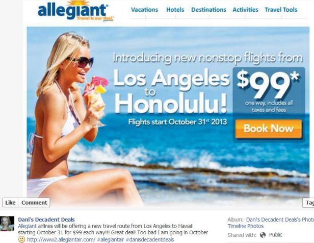 Allegiant Airlines $99 Each Way LA to Honolulu Starting 10-31