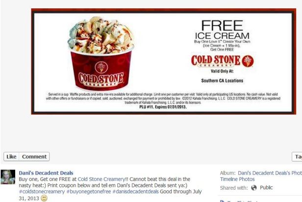Coldstone Creaamery - Buy One, Get One FREE through July 31!