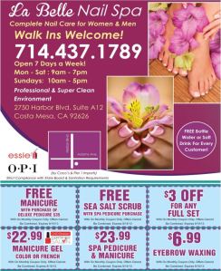 La Belle Nail Spa Coupons Through 9-15-13