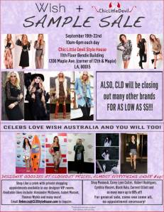 wish australia, cld, chic little devil, los angeles sample sale
