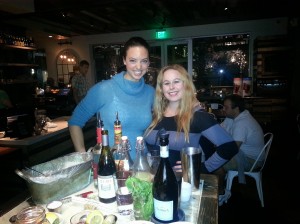 Dani and Laurie making Wine Based cocktails