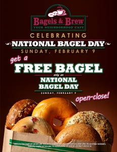 bagels and brew, national bagel day, free bagel, orange county