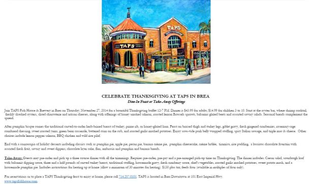 Thanksgiving dining 2014, restaurants thanksgiving, orange county