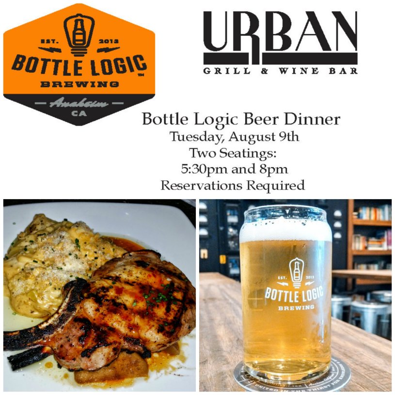 Urban grill and wine bar, bottle logic brewery, beer dinner