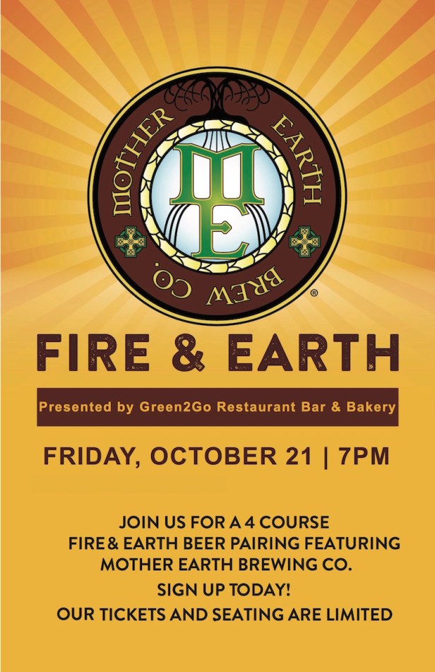 green2go, mother earth brewing, beer pairing dinner