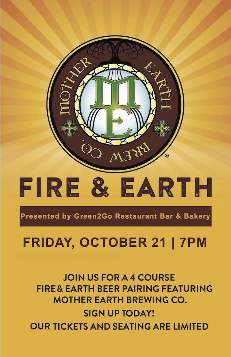 green2go, mother earth brewing, beer pairing dinner