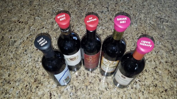 Silicone Wine Stoppers on Wine Bottles